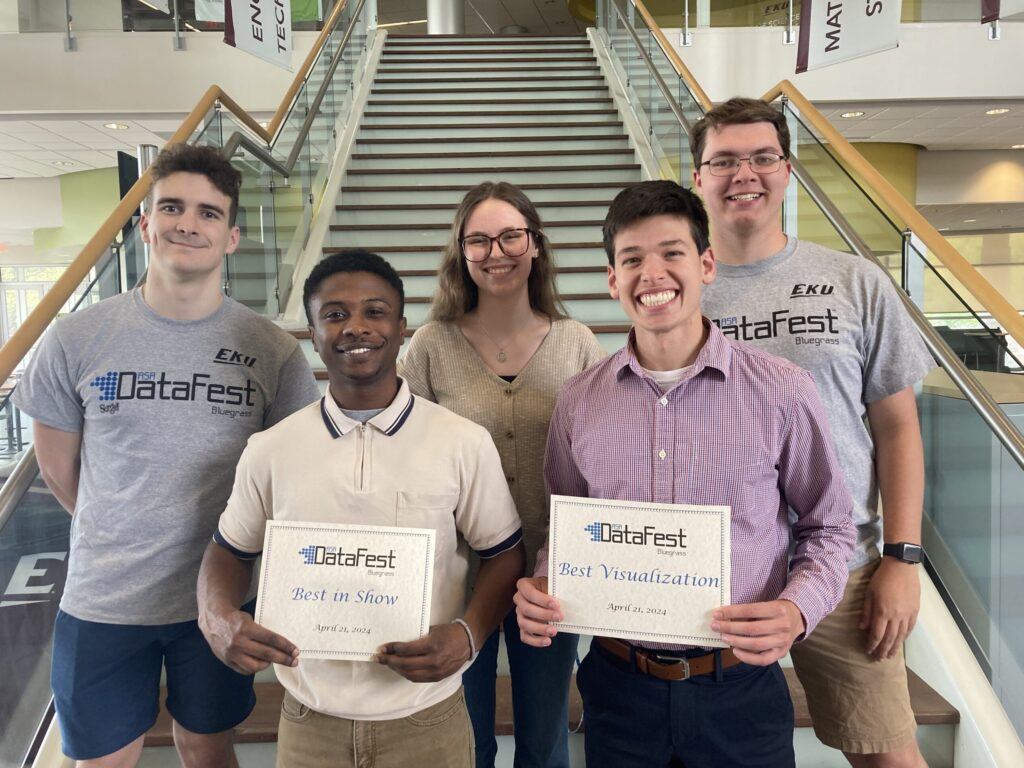 (l to r) Lou Joseph and Eli Combs; back row, Justin Steward, Kate Fitzgerald and Taylor Guess