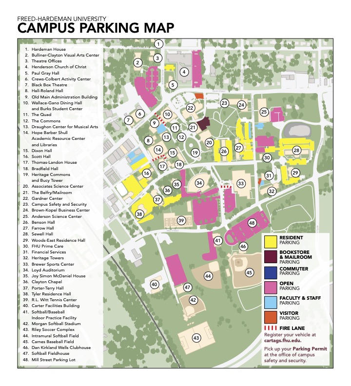 FHU campus parking map