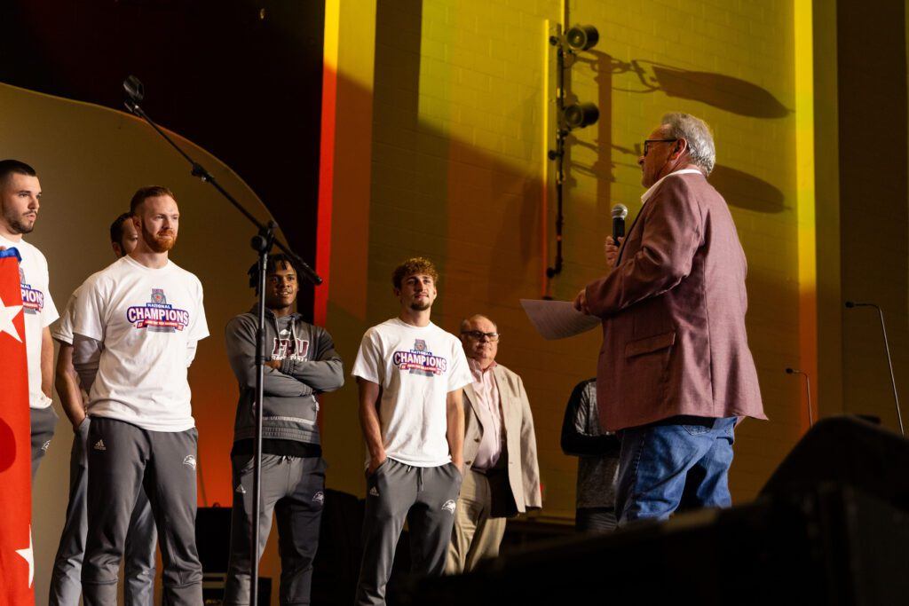 Chester County Mayor Barry Hutcherson read a portion of the official proclamation designating Tuesday, April 2, 2024, as Freed-Hardeman Men’s Basketball National Champions Day.
