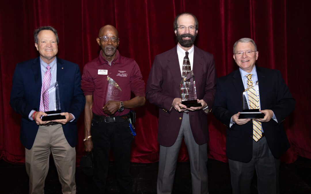 (L to R) Dr. David Powell, Clarence McNeal, Dr. Tom DeBerry and Dr. Gary McKnight are all honored for their years of service to FHU on the occasion of their retirements (not pictured: Mrs. Karen Hobbs).
