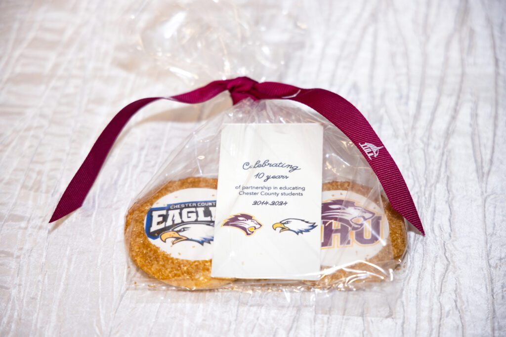 Gourmet cookies designed with the mascots of Chester County Schools (Eagles) and Freed-Hardeman University (Lions) were served at the luncheon.