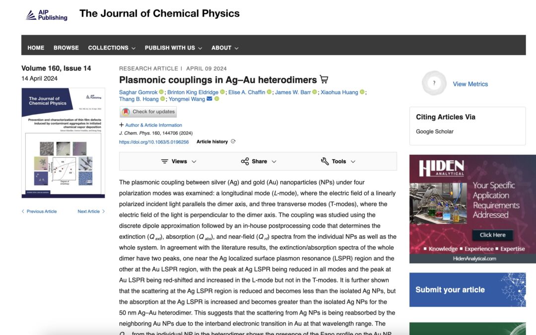 The first page of the FHU student-published journal of Chemical Physics