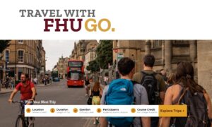 Showing the website preview for FHU Go - a travel website that Freed-Hardeman sponsers
