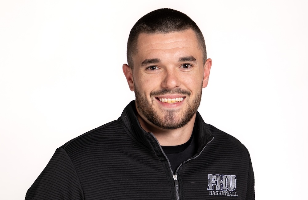 Grant Burns, head coach of the FHU men's basketball team