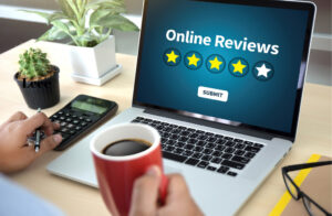 A person submitting a review to help businesses gain feedback about their service