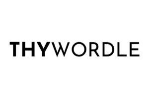 The image displays the word THYWORDLE in bold, black capital letters on a white background. The letters THY are in heavier bold than the rest of the word.